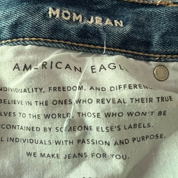 American Eagle Mom Jeans Ankle Ripped Straight Leg SZ 6 long - Picture 6 of 8
